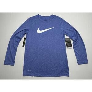 NEW Youth The Nike Tee Dri-Fit Size Large Blue Long Sleeve Shirt P78C